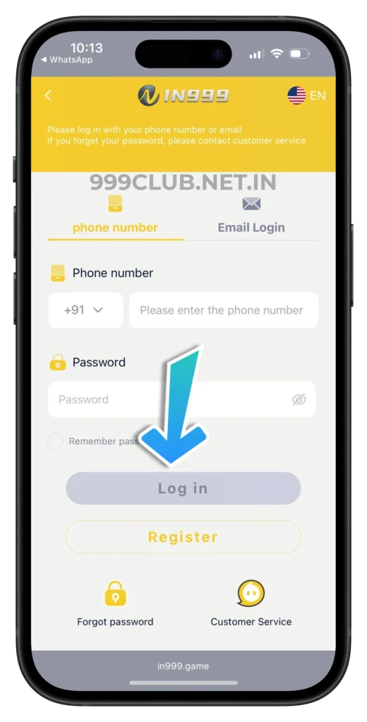 999club-login-page